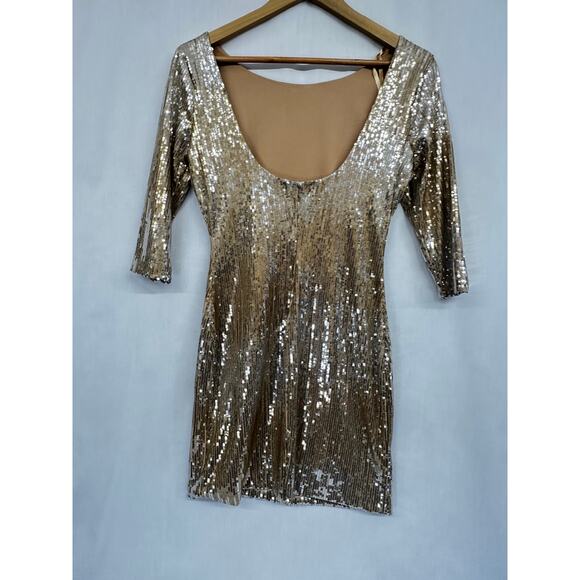 As u Wish Gold Sequin bodycon dress size small - Picture 2 of 9
